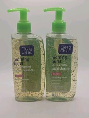 2 Bottles Clean & Clear Morning Burst Shine Control Facial Cleanser 8 Oz